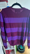 Load image into Gallery viewer, STRIPED MAGENTA CASHMERE SWEATER MEDIUM
