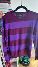 Load image into Gallery viewer, STRIPED MAGENTA CASHMERE SWEATER MEDIUM
